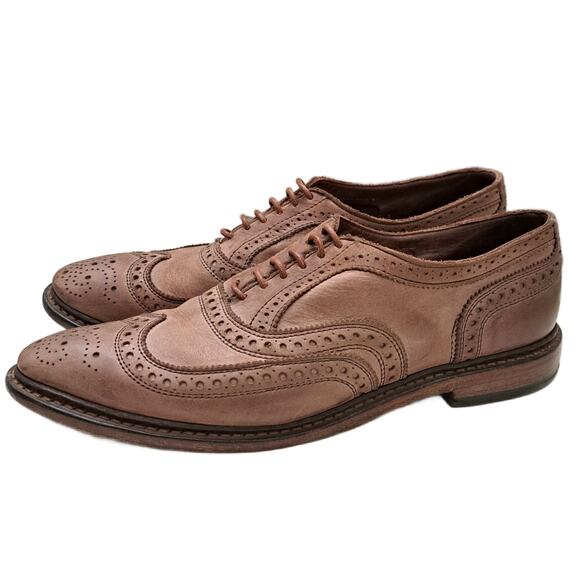 ALLEN EDMONDS Neumok Wingtip Oxford Mens 10 Brown Brogue Classic - Picture 1 of 9